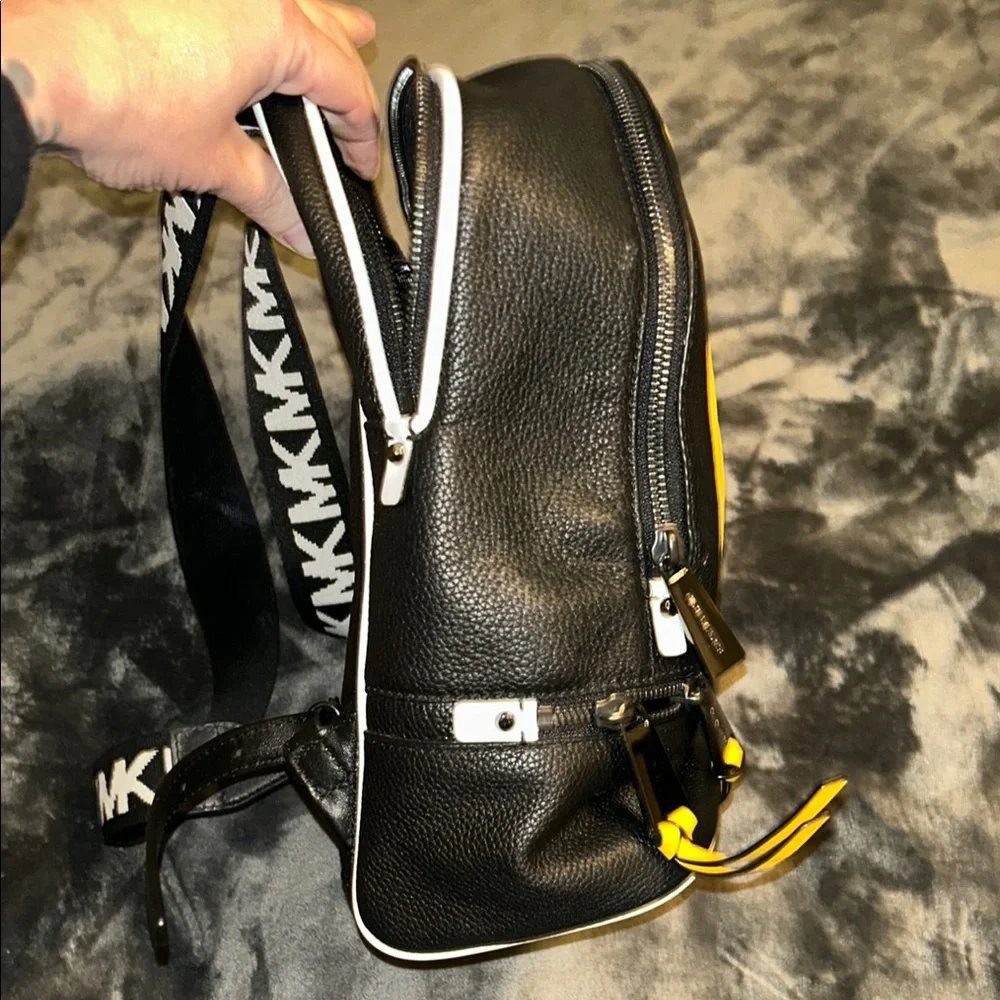 Michael Kors Black and Yellow Rhea Backpack - Picture 7 of 10